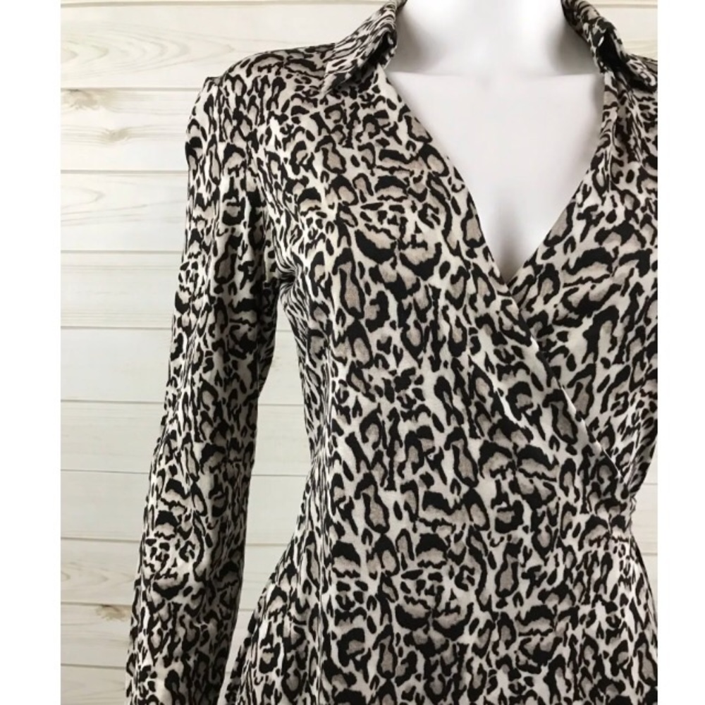 <DVF> Silk Leopard Print Wrap Dress Diane Von - Picture 4 of 7